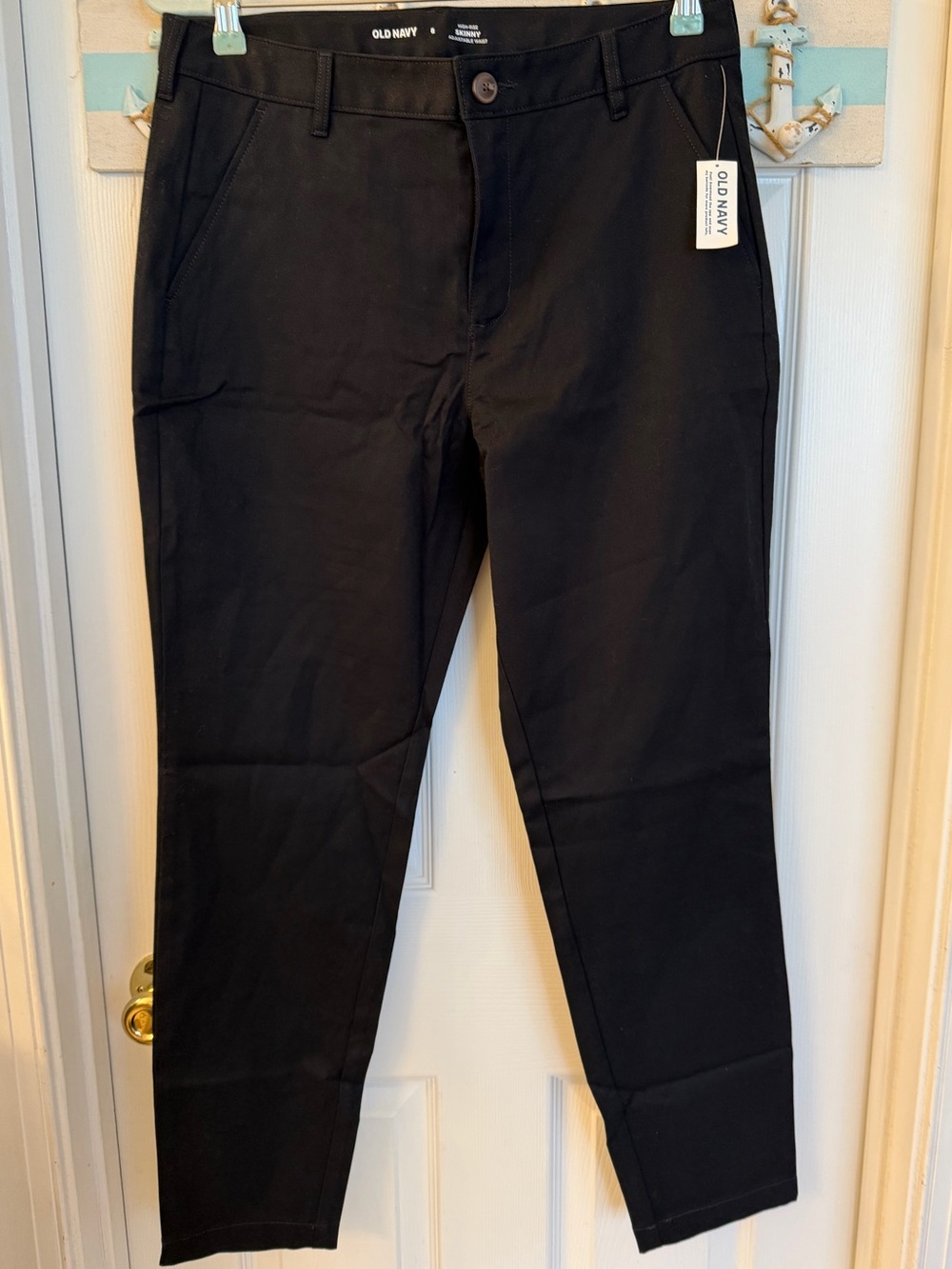 Old Navy High-Waisted Wow Skinny Adjustable Waist Black Pants Sz 8 NWT